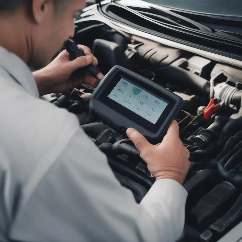 Mechanic Checking Engine Codes with a Scan Tool