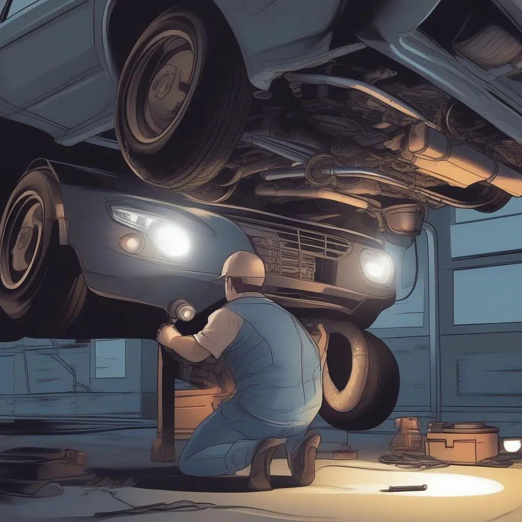 mechanic inspecting car