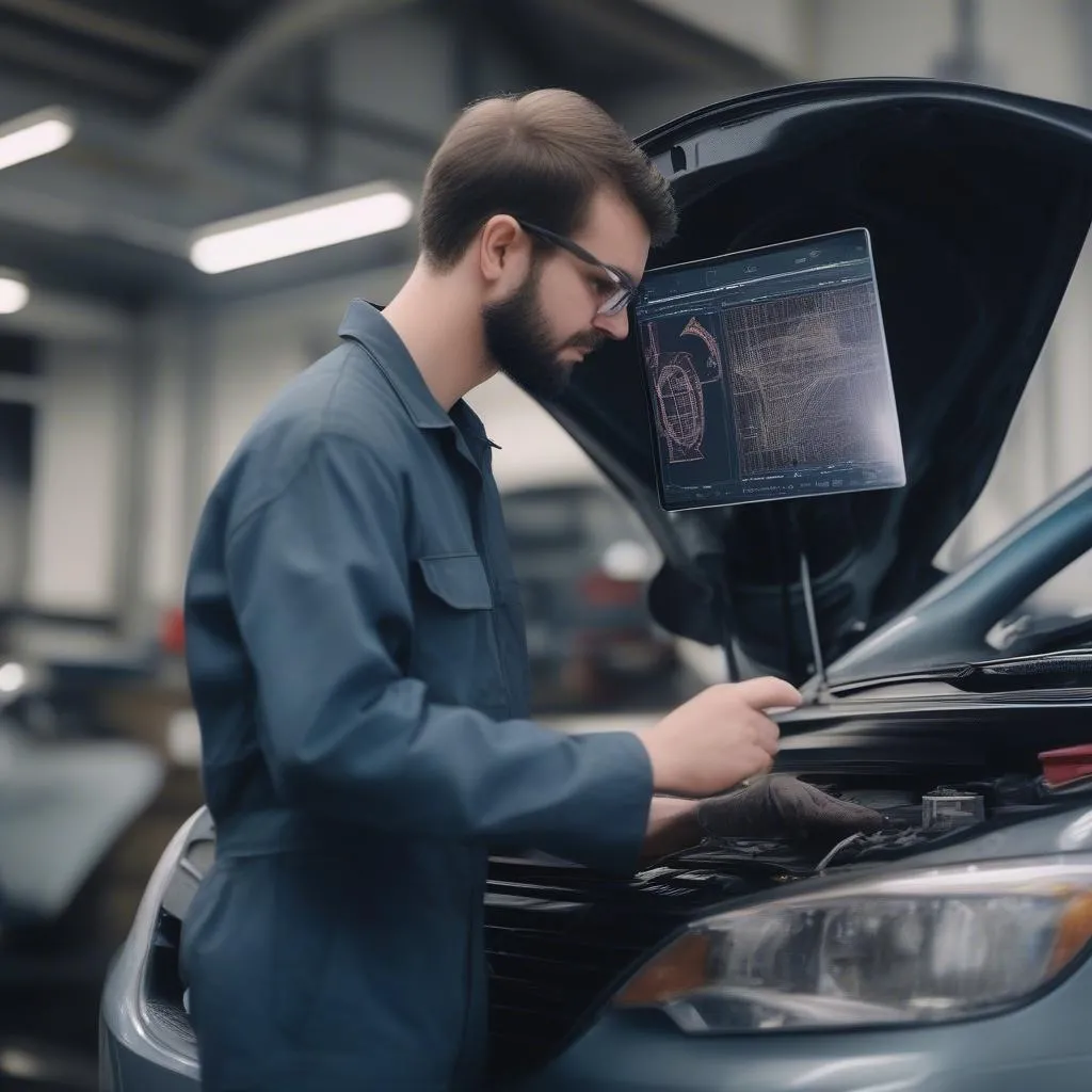 mechanic_using_AI_image_scanning_tool_to_diagnose_car_issue