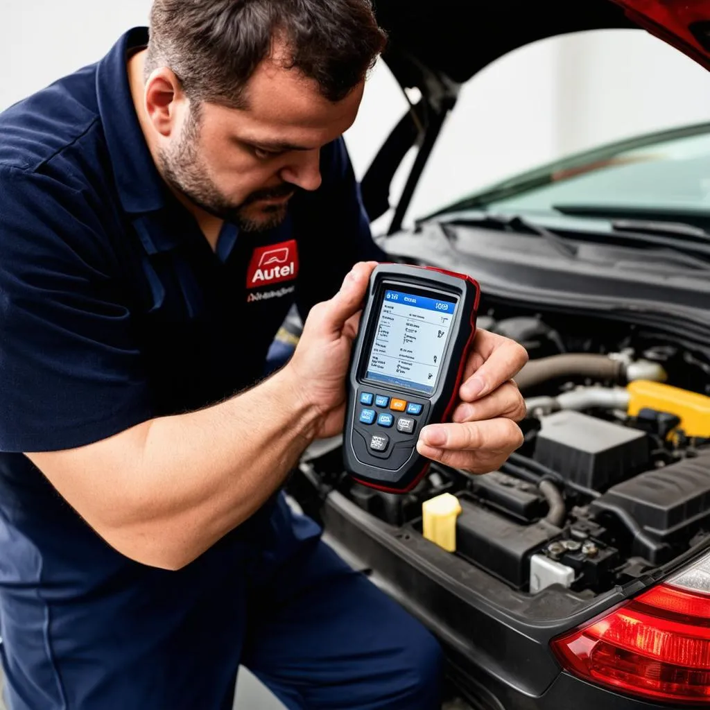 Mechanic using Autel Scanner