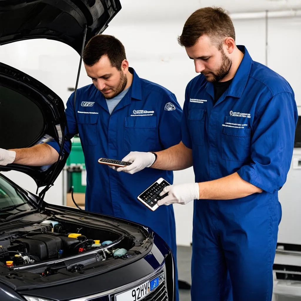 Mechanics Working on Car