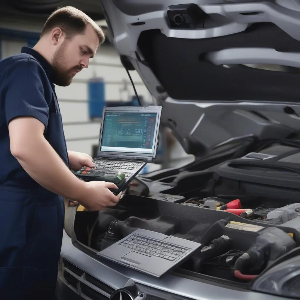 Mercedes Diagnostic Tool in Use