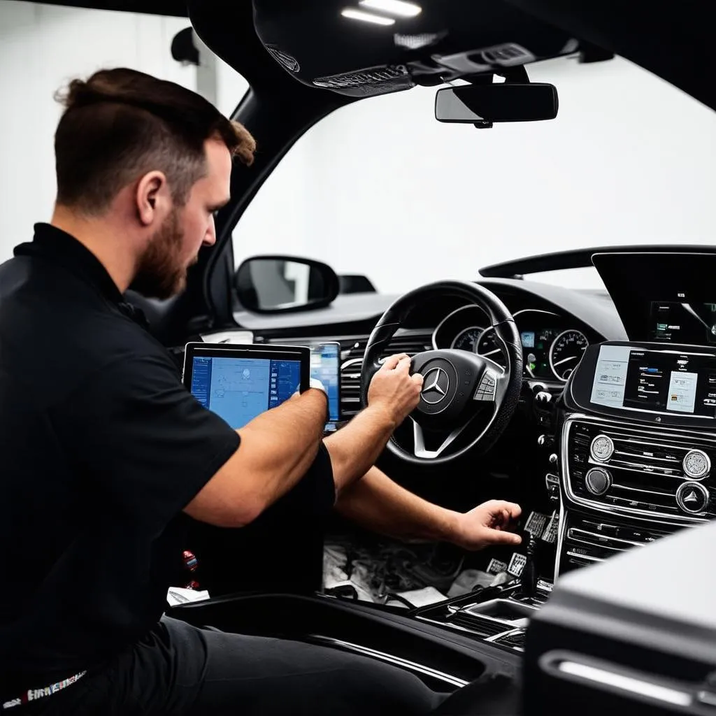 Mercedes Technician using WIS