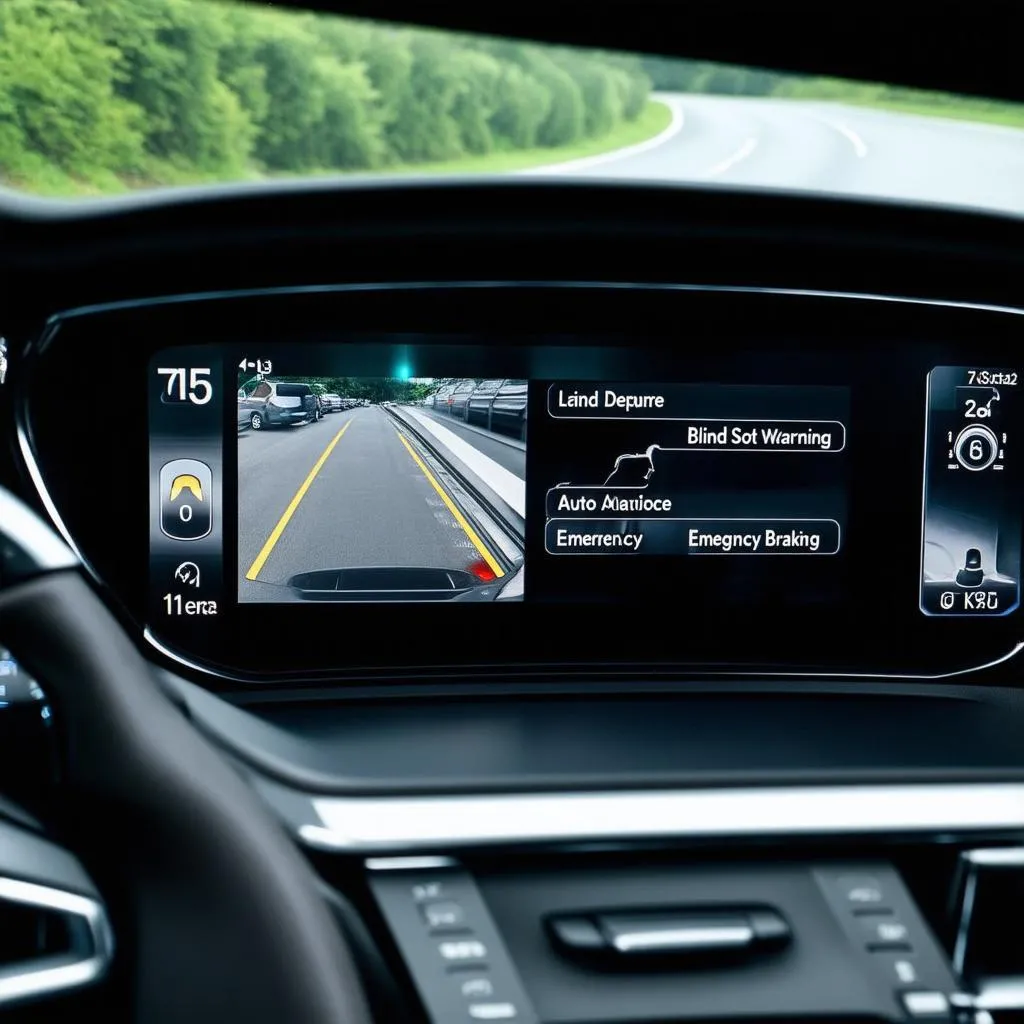 Midsize car safety features displayed on a dashboard