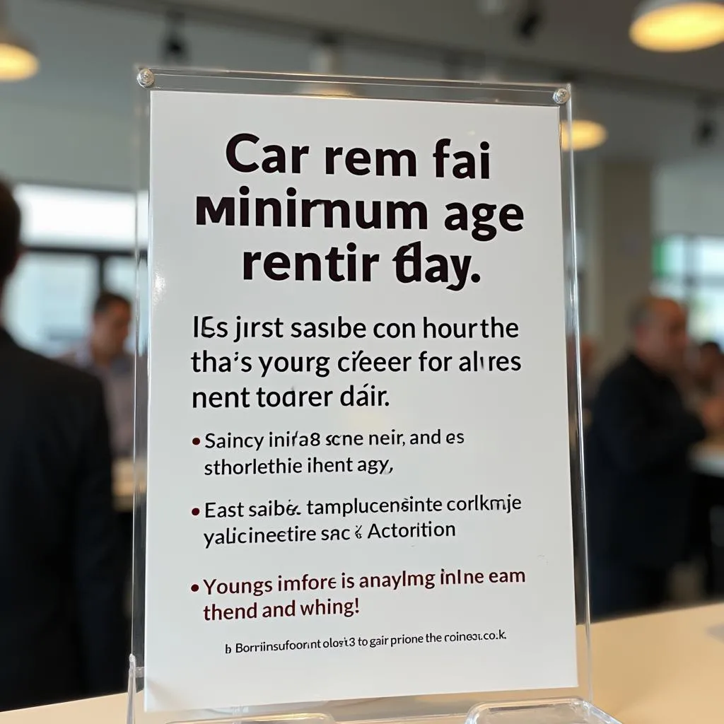 Minimum Car Rental Age Sign