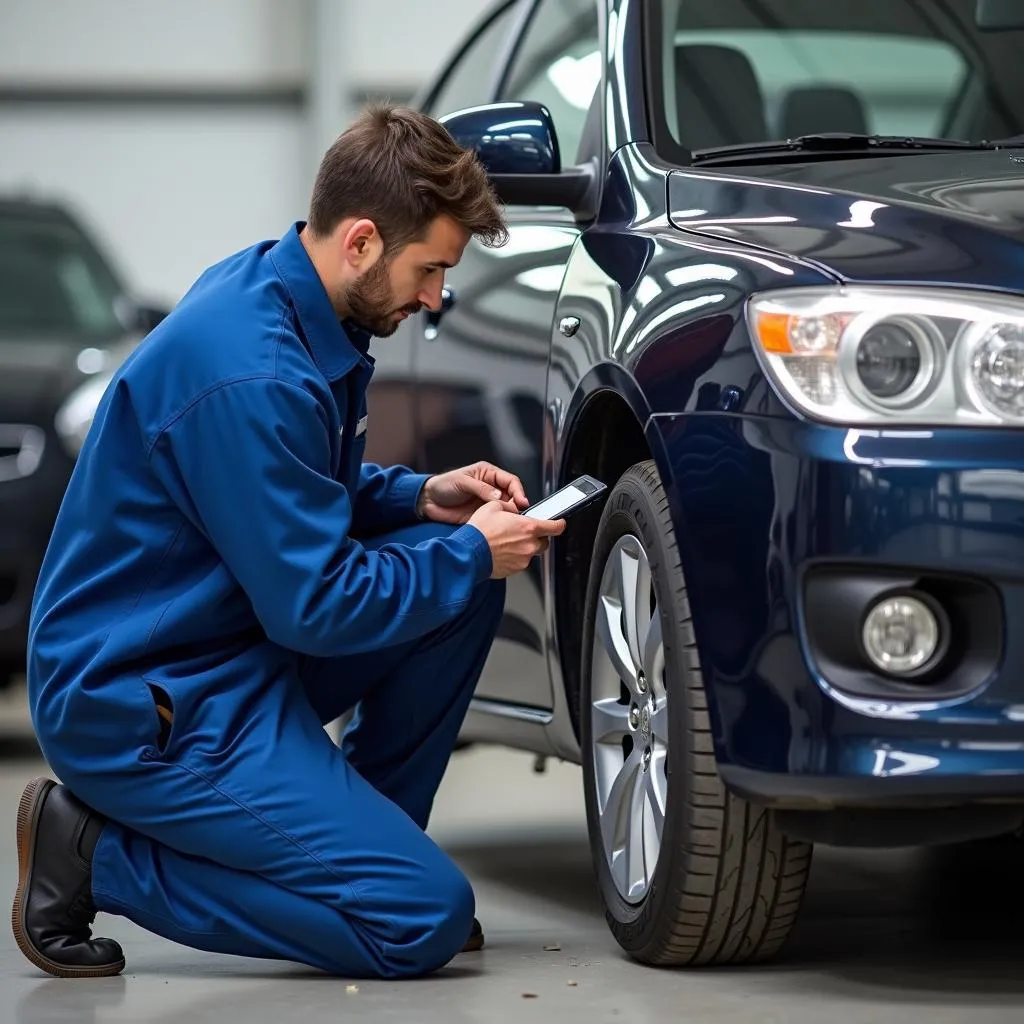 Mobile mechanic double-checking the OBD port before leaving