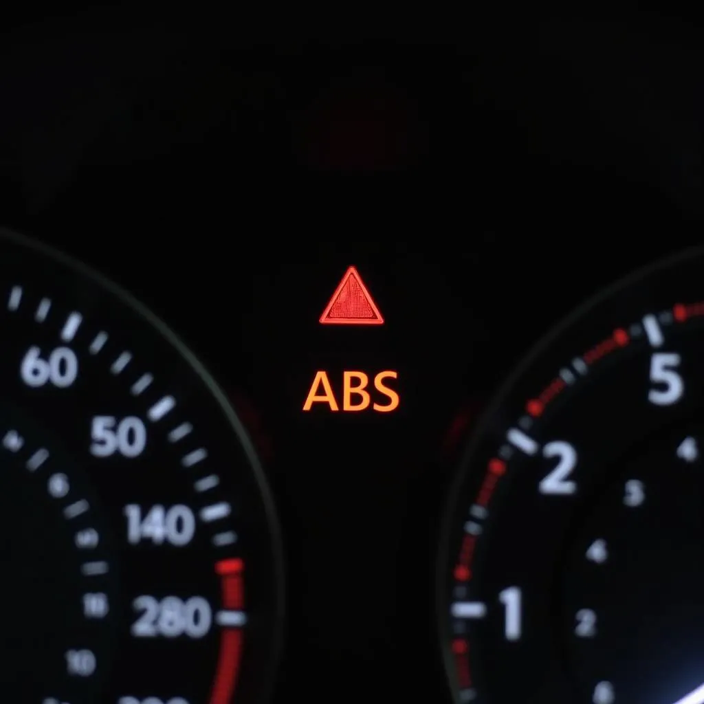 Modern Car Dashboard with ABS Warning Light