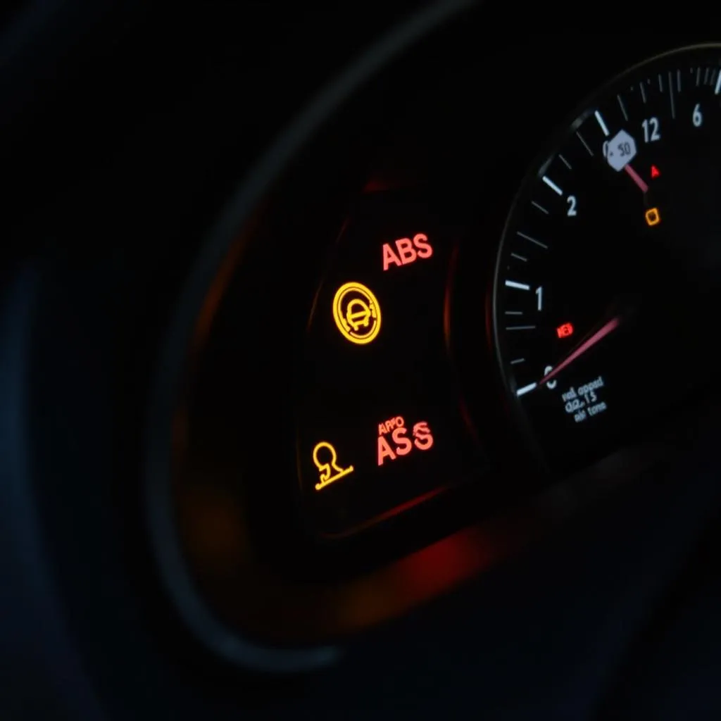 Modern Car Dashboard with Warning Lights