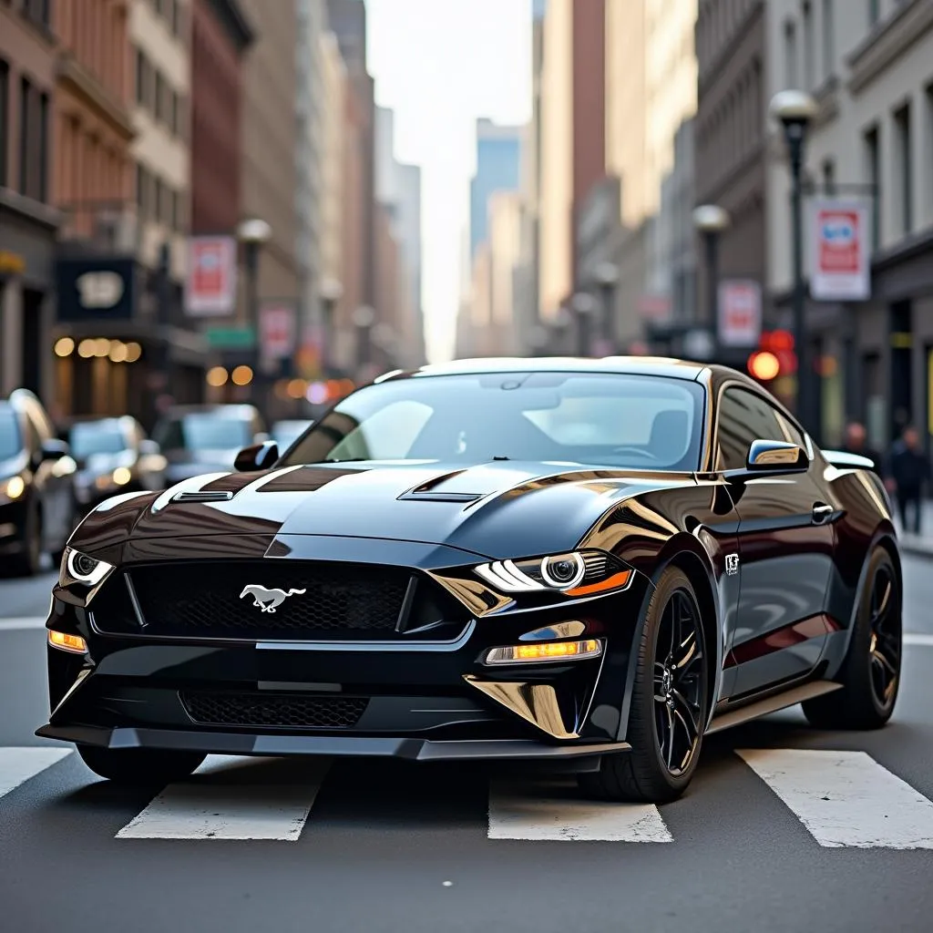 Modern Ford Mustang on city street