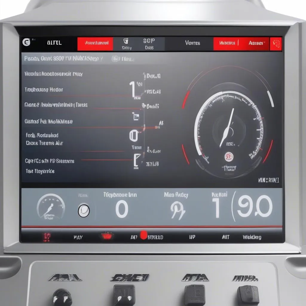 Diesel truck diagnostic scanner displaying data