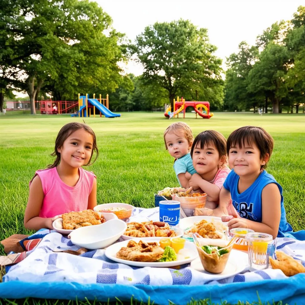 Family enjoying a picnic in the park