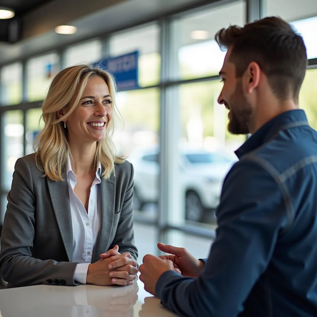 Customer Negotiating a Car Rental Agreement