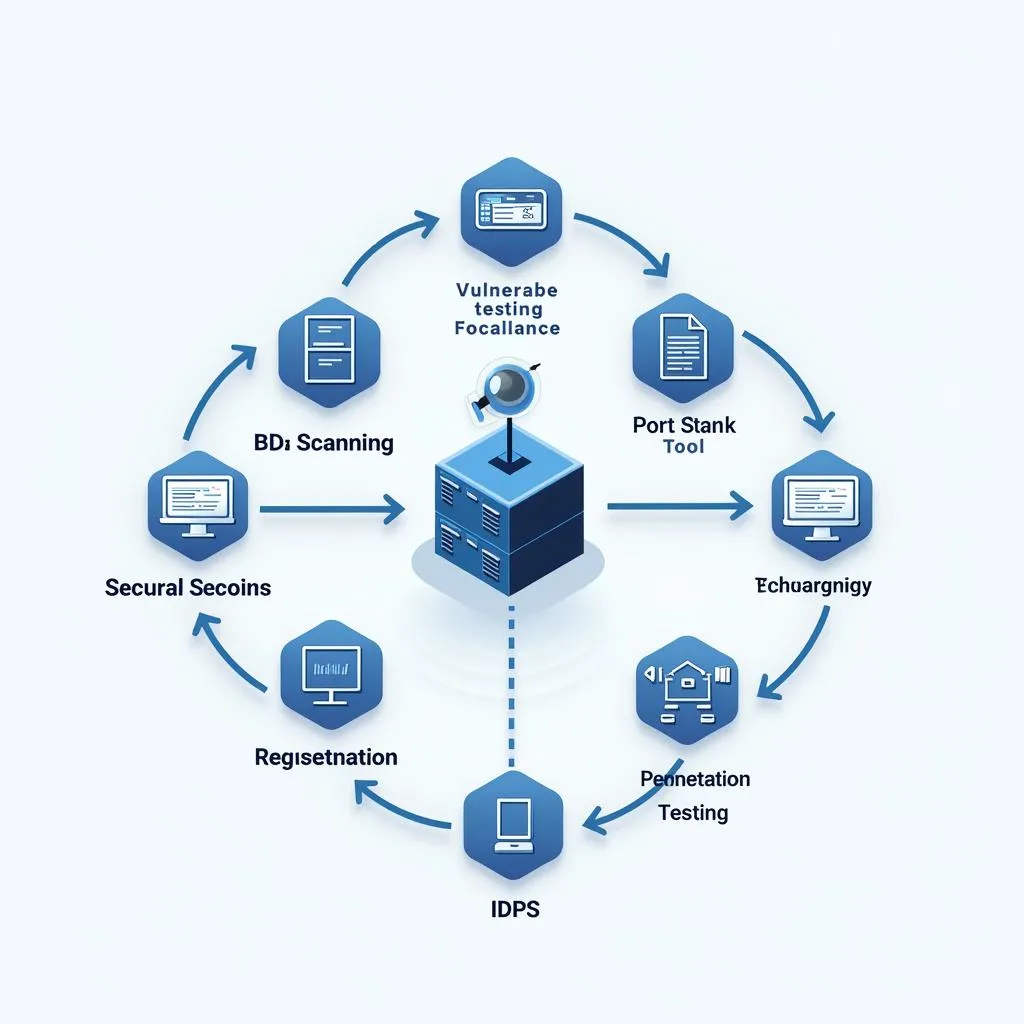 Diagram of interconnected network security tools and techniques