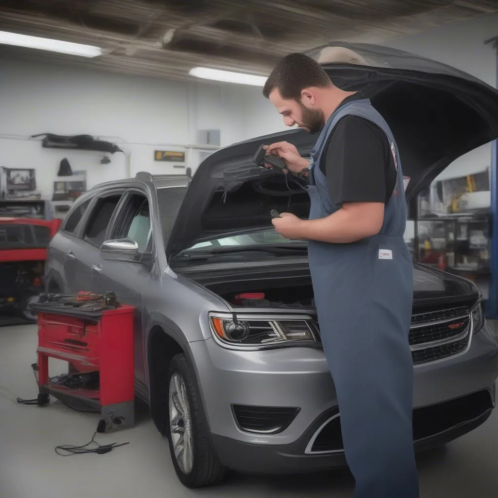 OBD II Scan Tool in a Chrysler Repair Shop