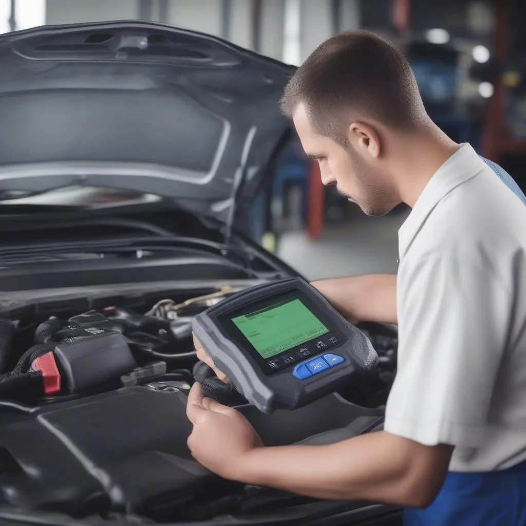 Man using OBD scan tool