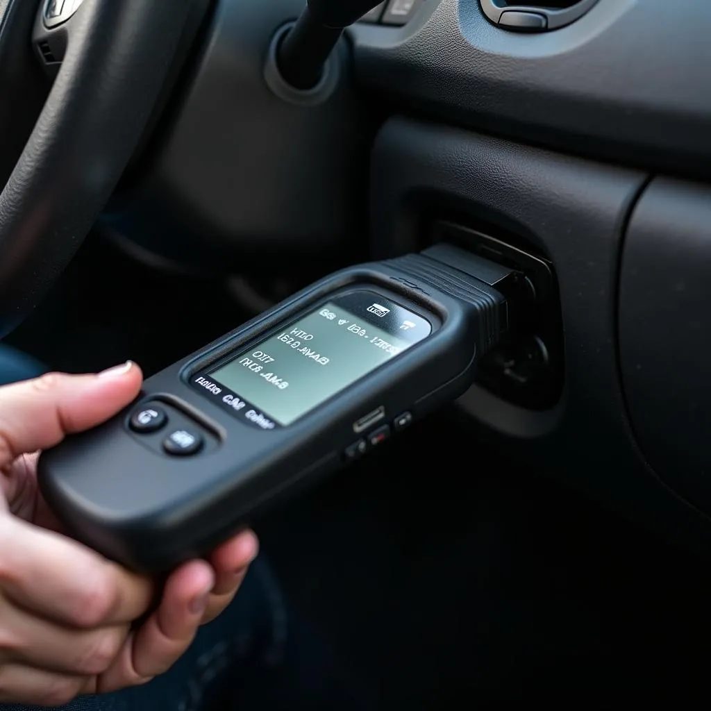 OBD Scanner Connected to a Car's OBD Port