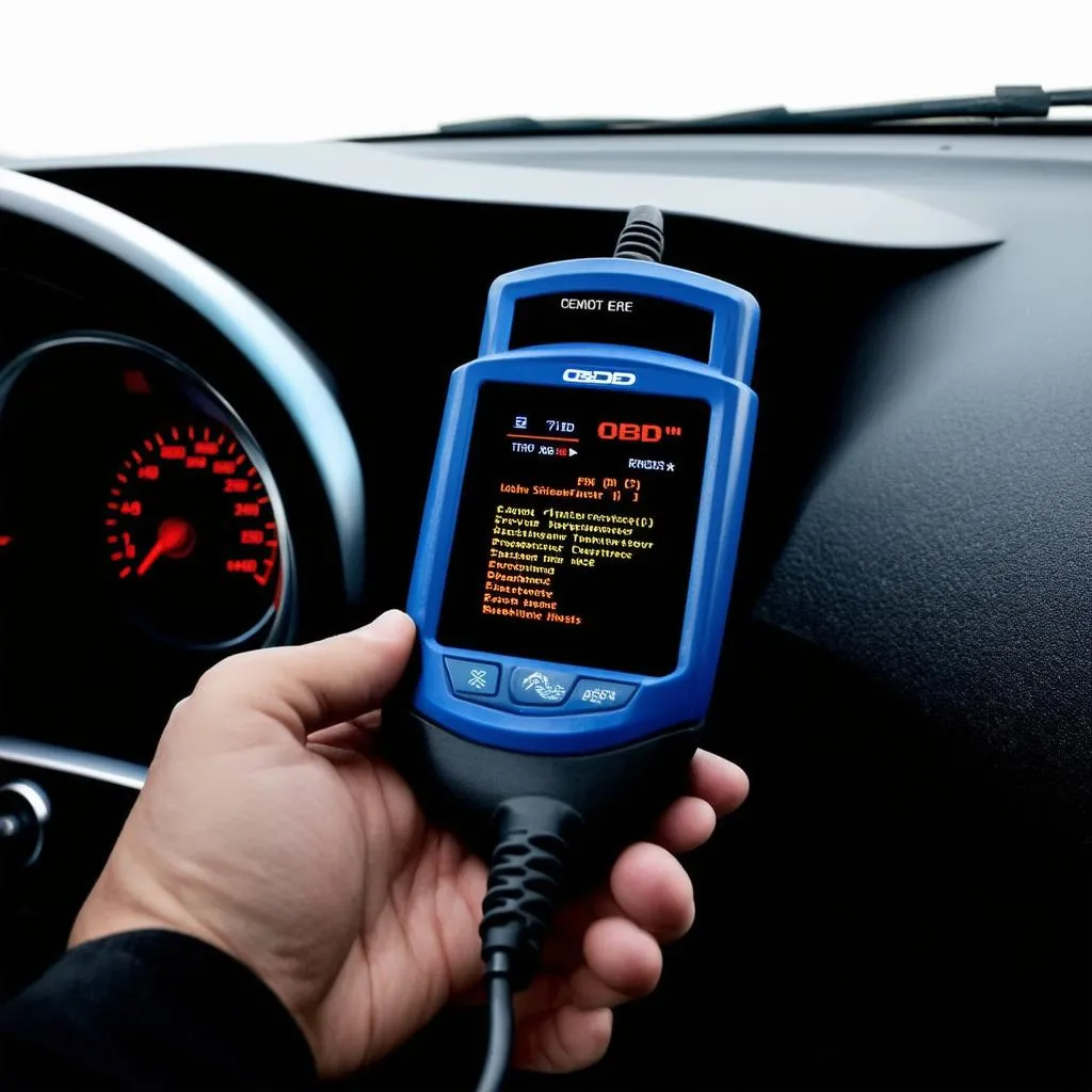 OBD Scanner on Car Dashboard