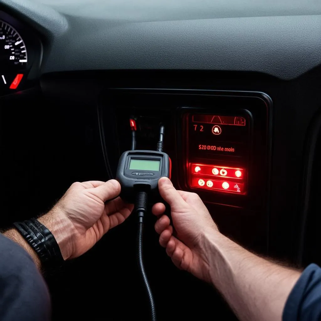 OBD Scanner on Car Dashboard