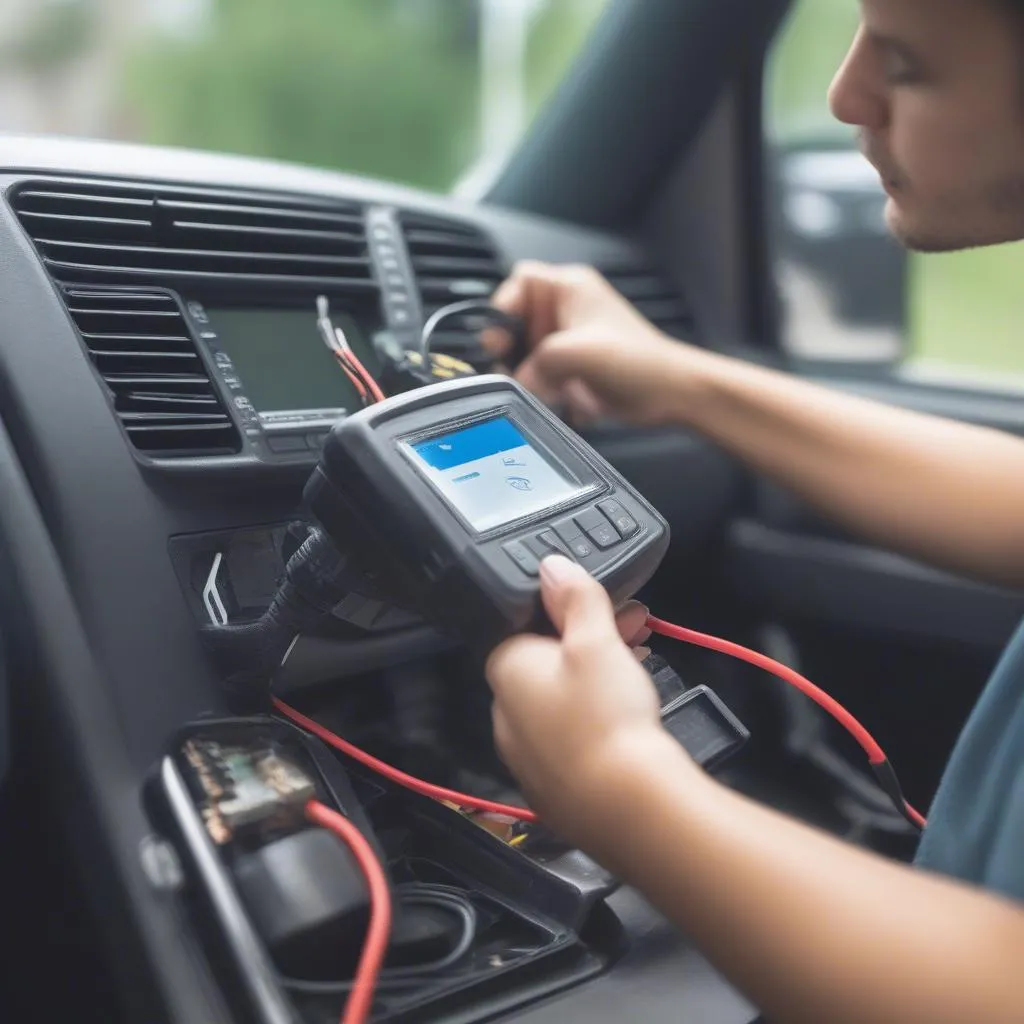 OBD2 Scan Tool Connected to Vehicle