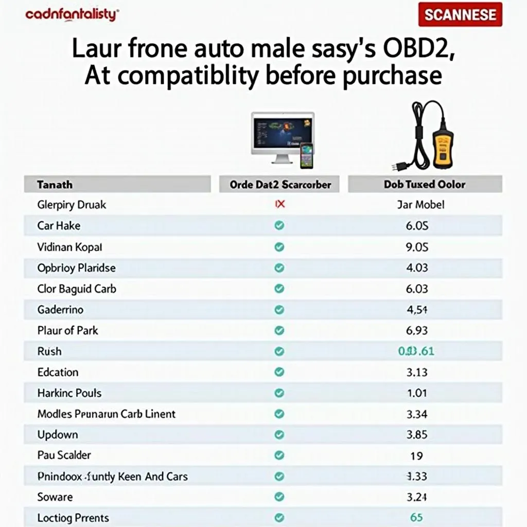 OBD2 Scanner Compatibility Chart