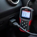 OBD2 scanner plugged into a car's diagnostic port