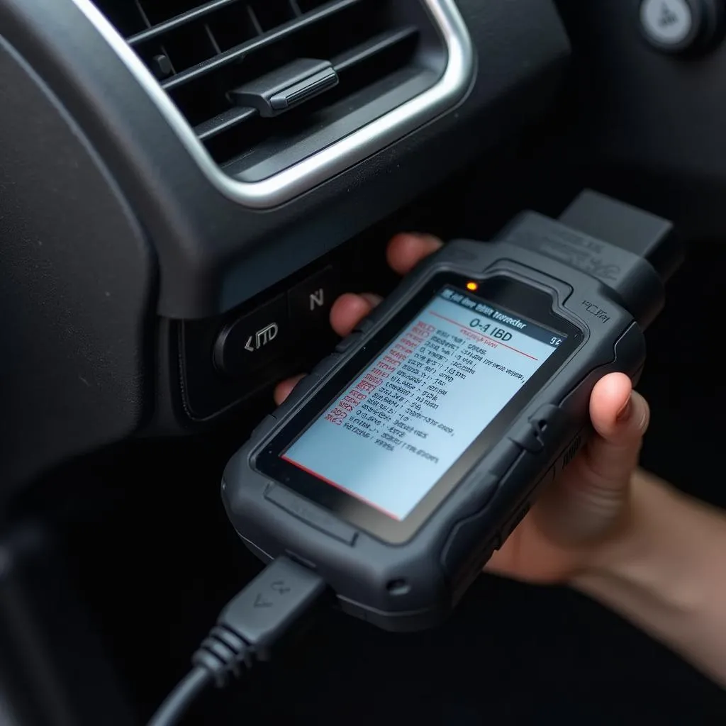 OBD2 Scanner Connected to Car