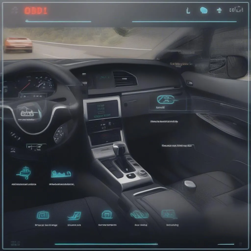 Car dashboard displaying OBD2 error codes