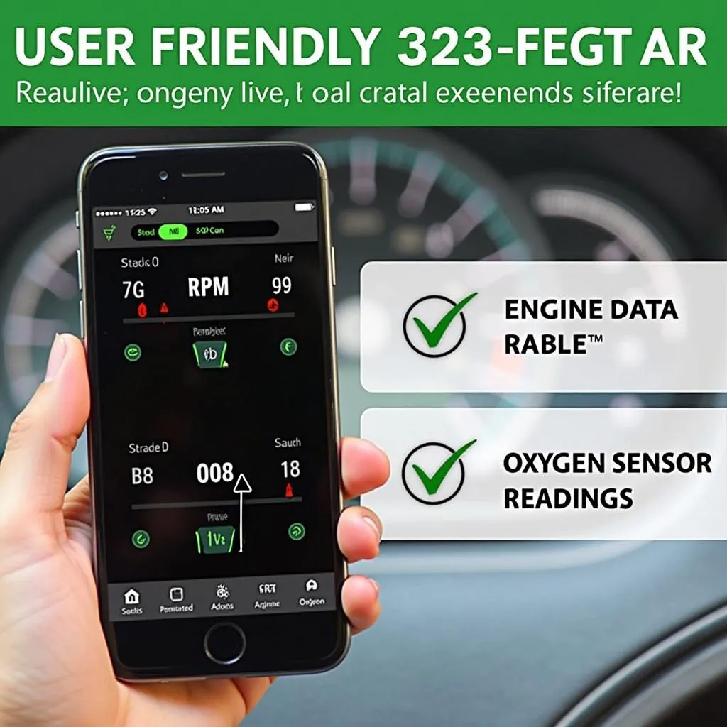 OBDLink app interface displaying real-time car diagnostics on a smartphone