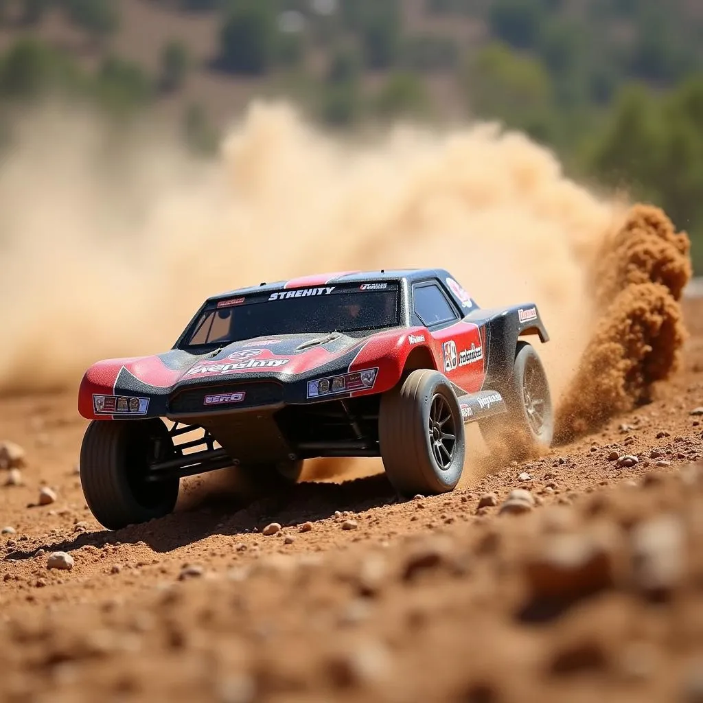 Off-road RC car racing on a dirt track