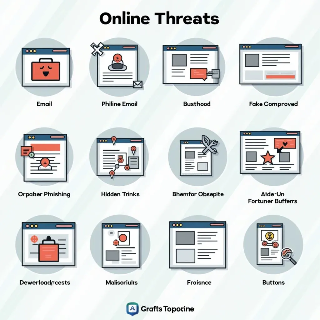 Various online threats illustrated