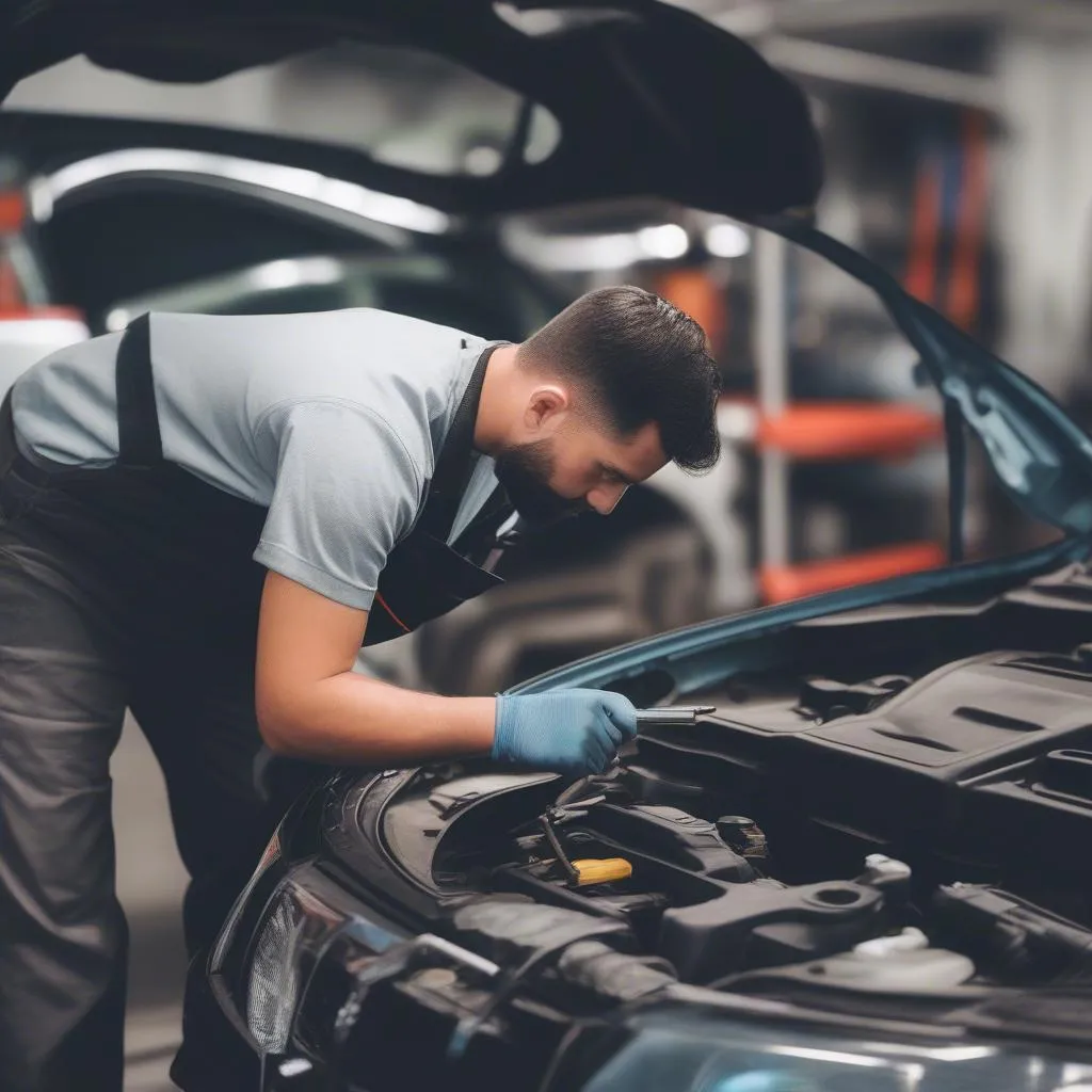 Orlando car mechanic inspecting a used car before purchase