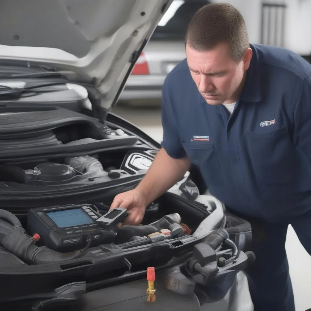 Mechanic using OTC Scan Tool