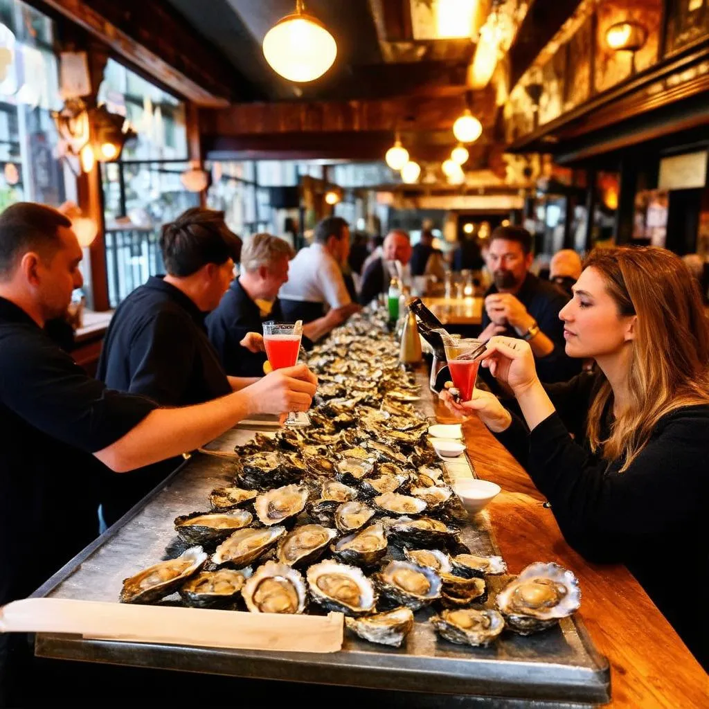 bustling oyster bar