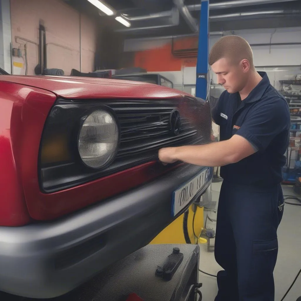 Palms Car Wash Brodie diagnosing an engine warning light