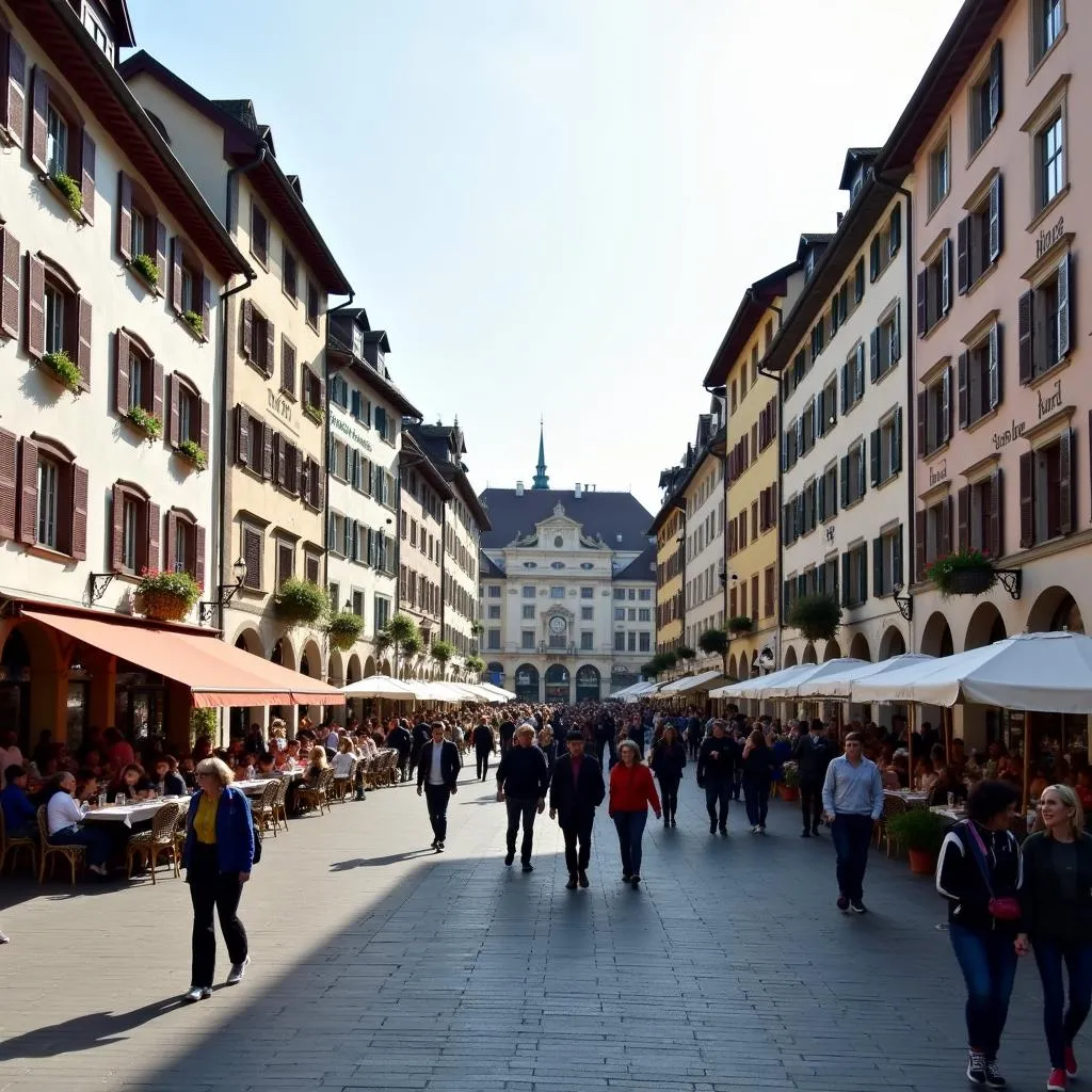 Pedestrian Zone in Marienplatz, Munich