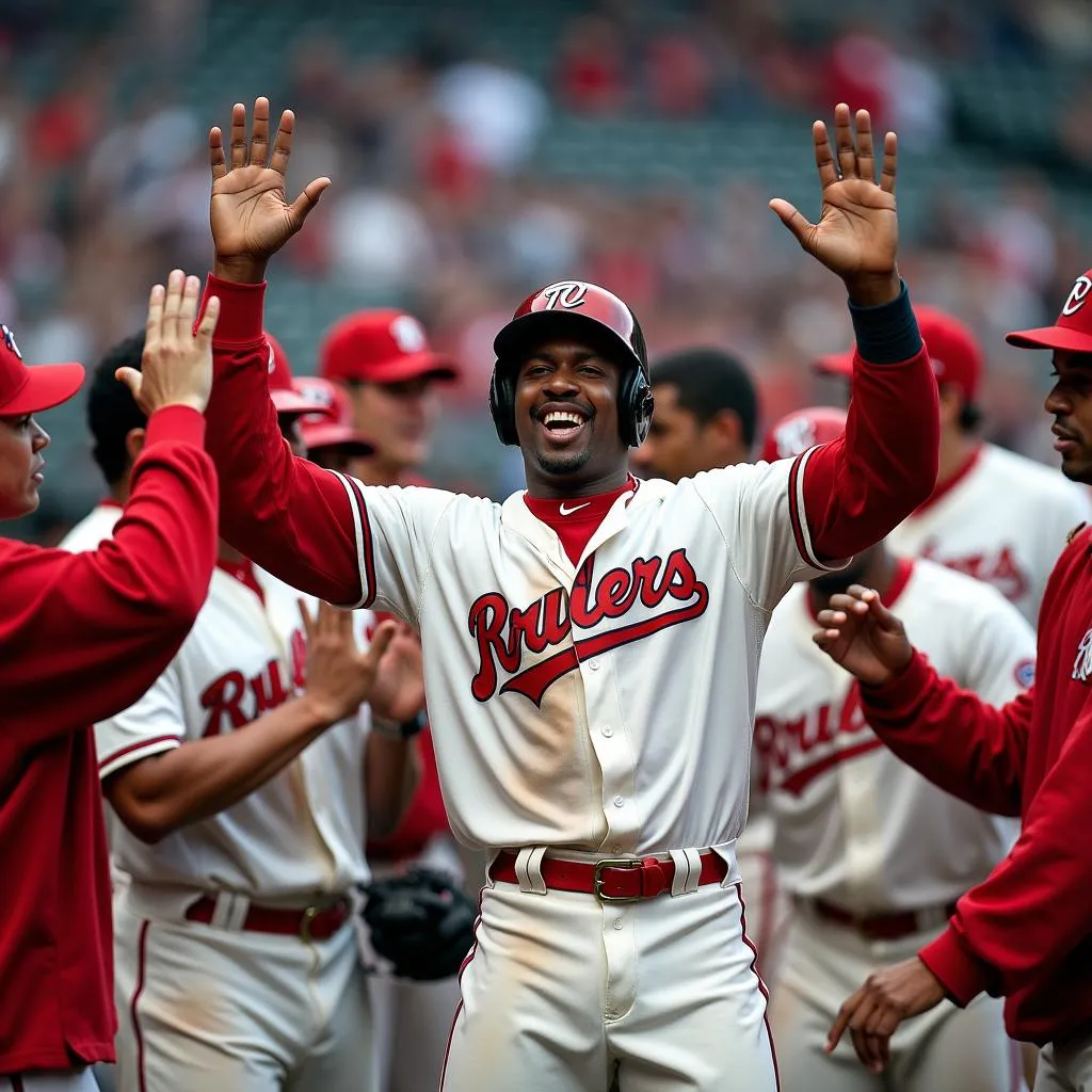 Pedro Martinez celebrating a World Series victory