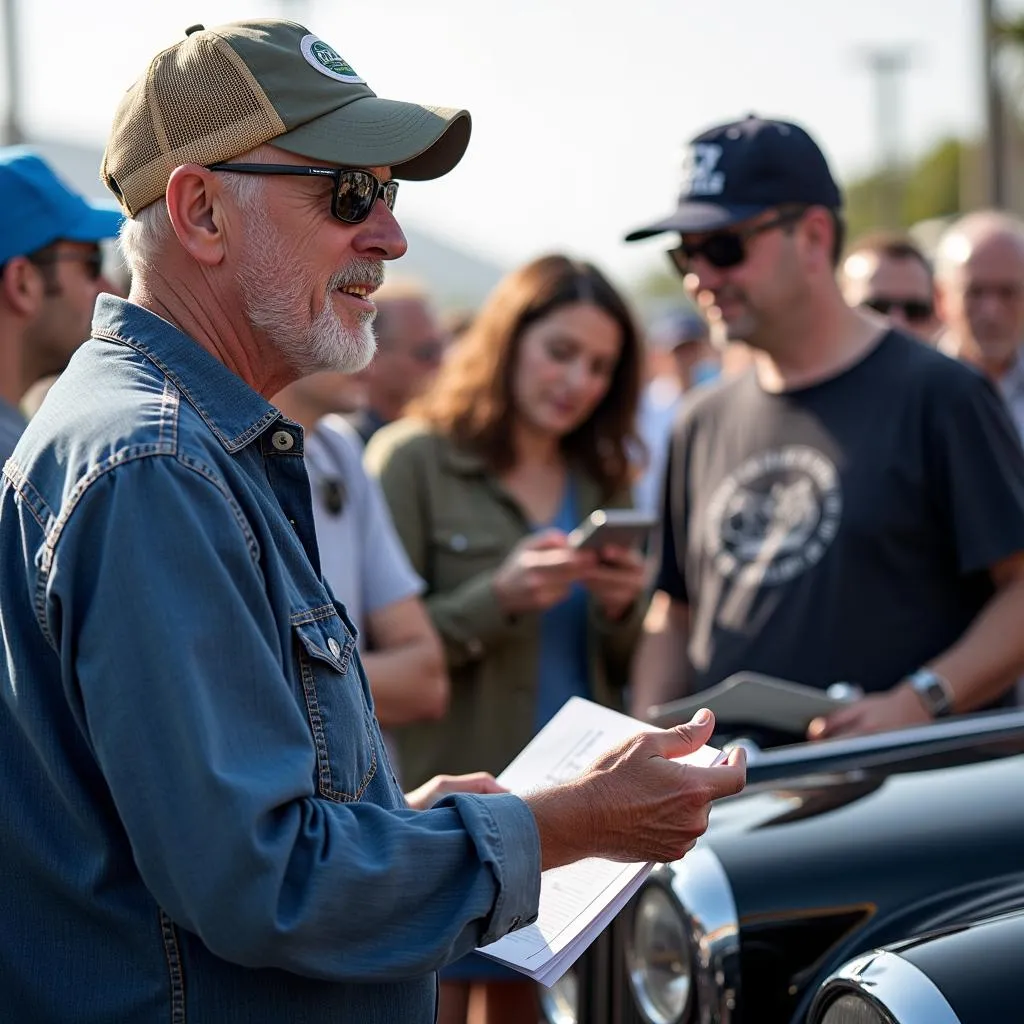 Attendees Interacting with Car Owner at Pomona Car Show