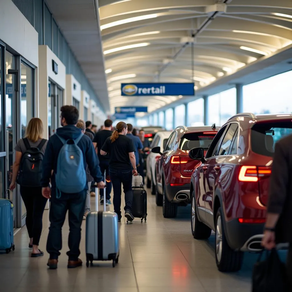 Car rental counters at Phoenix Sky Harbor International Airport