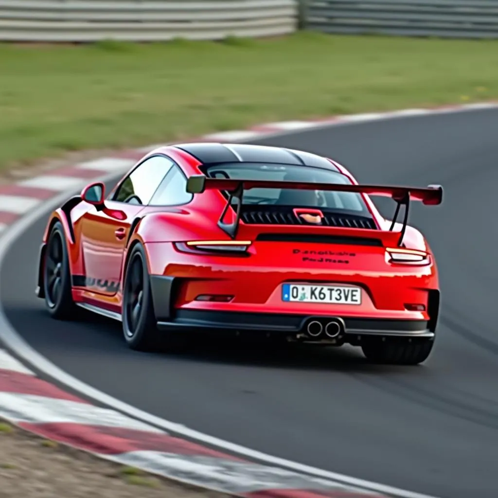 Porsche 911 GT3 RS racing on a track