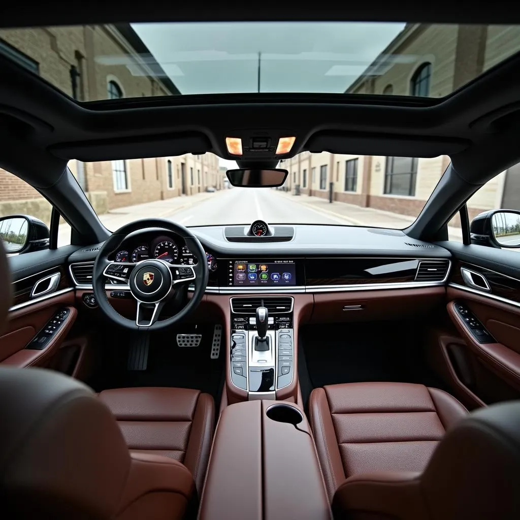 Luxurious interior dashboard of a Porsche Panamera