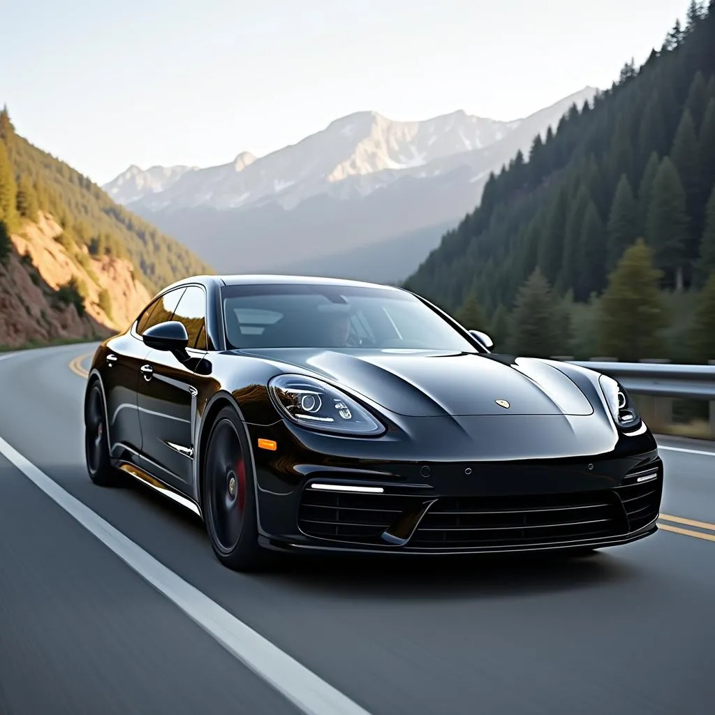 Porsche Panamera navigating a winding road