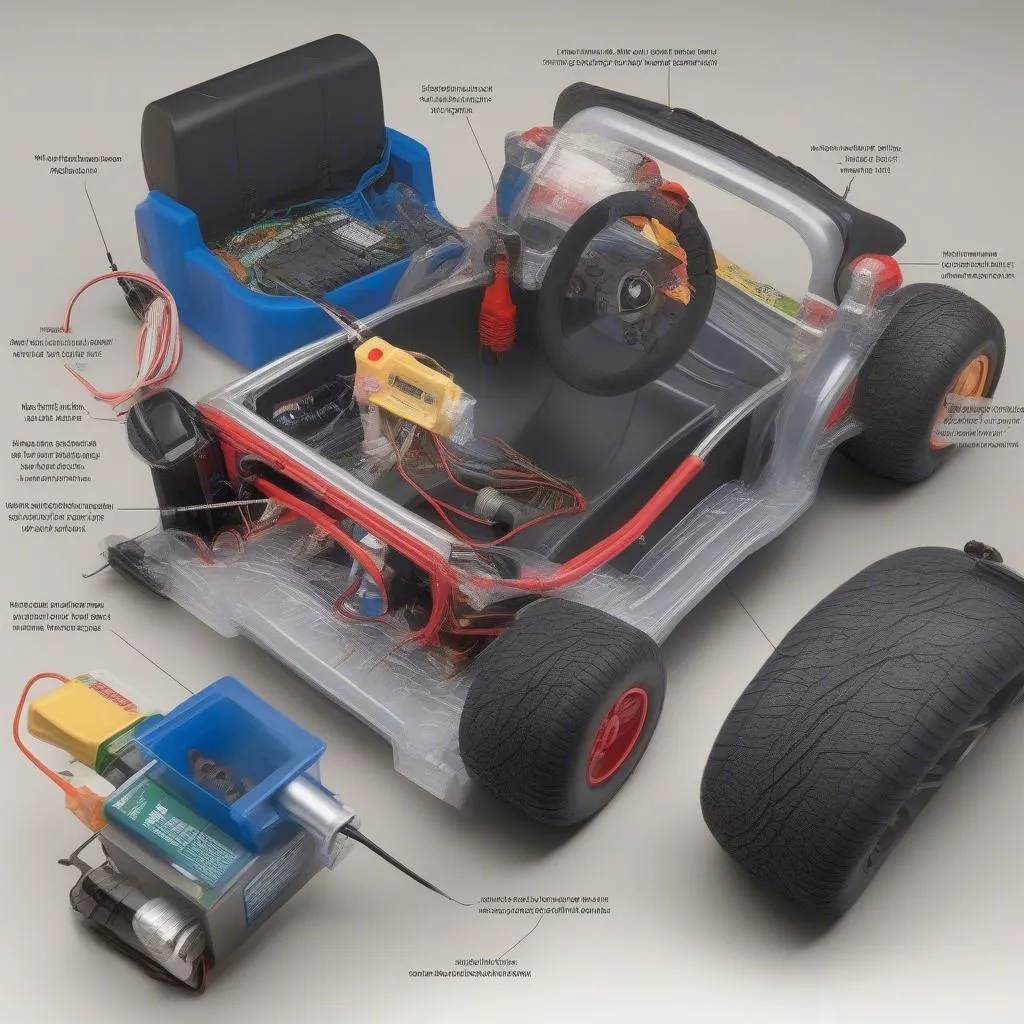 Power Wheels car motor and battery system diagram