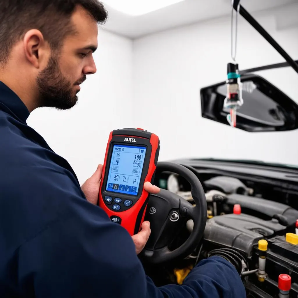 Professional Mechanic using Autel Scanner