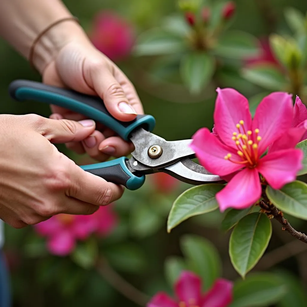 Pruning Azalea Branches for Healthy Growth