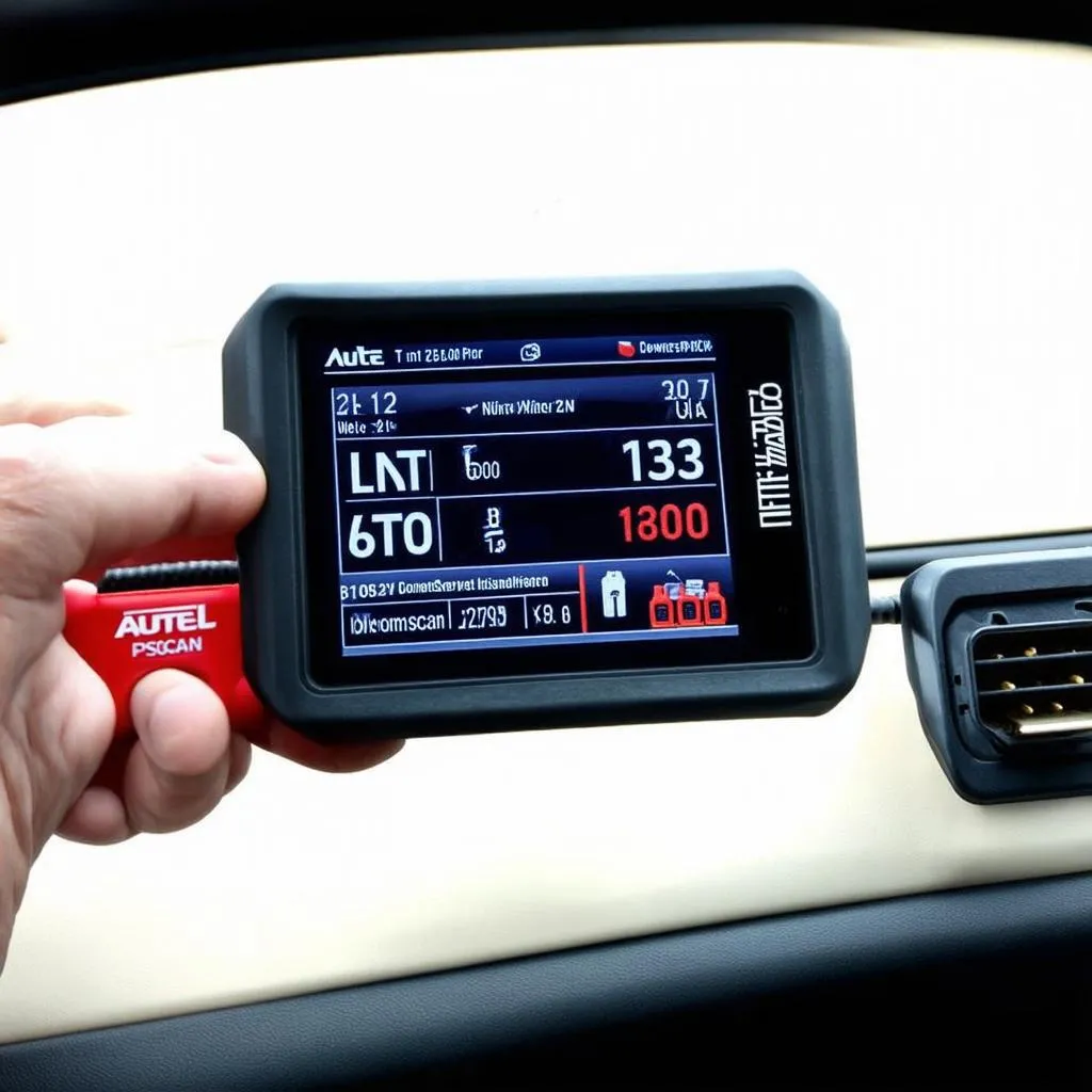 Autel PowerScan PS100 on a car's dashboard