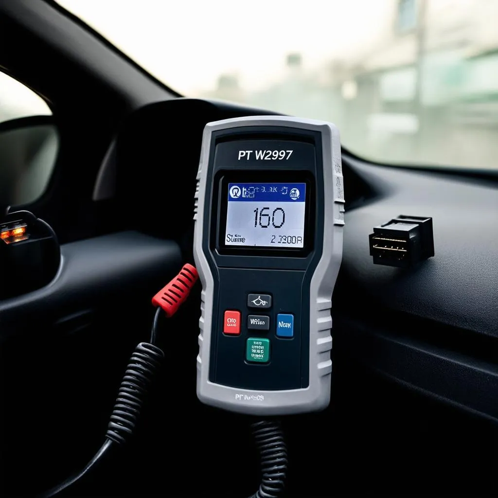 PT W2977 connected to a car's OBD2 port