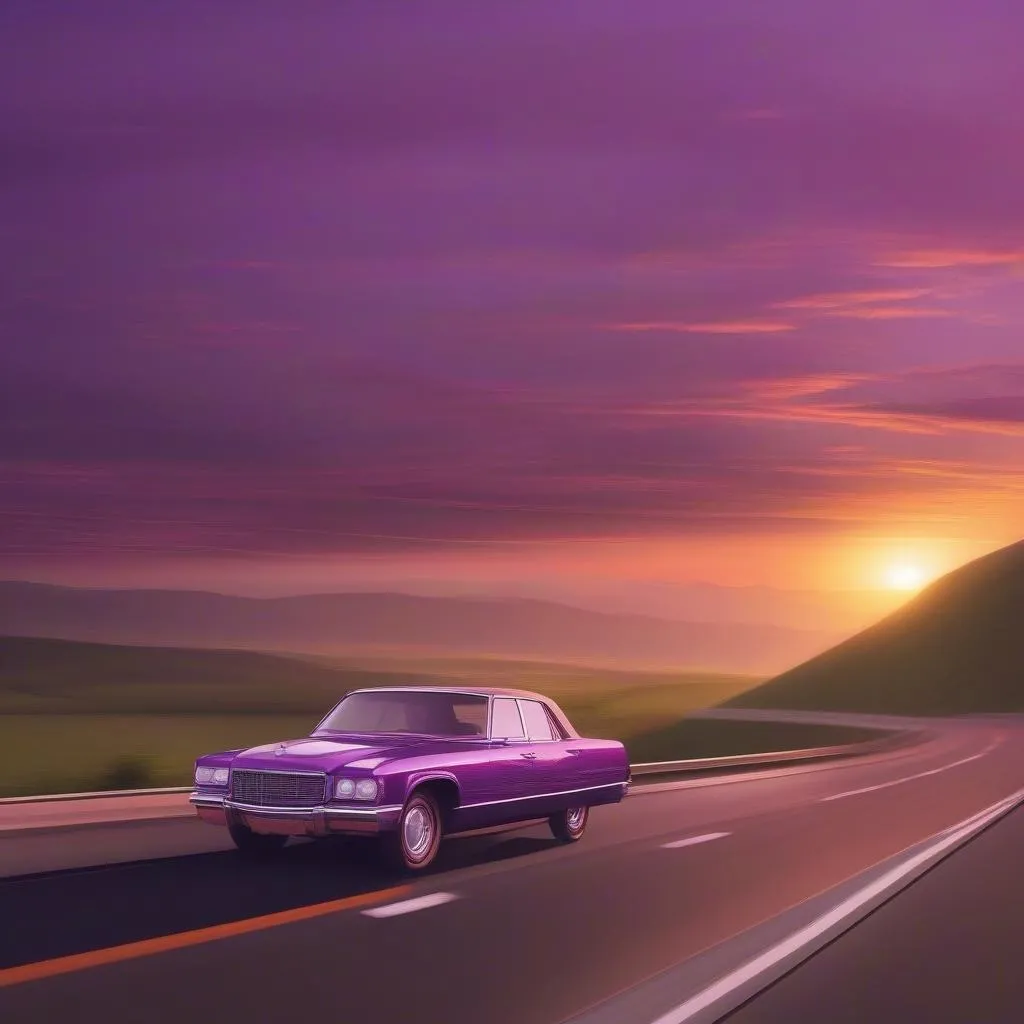 Purple Car on the Road