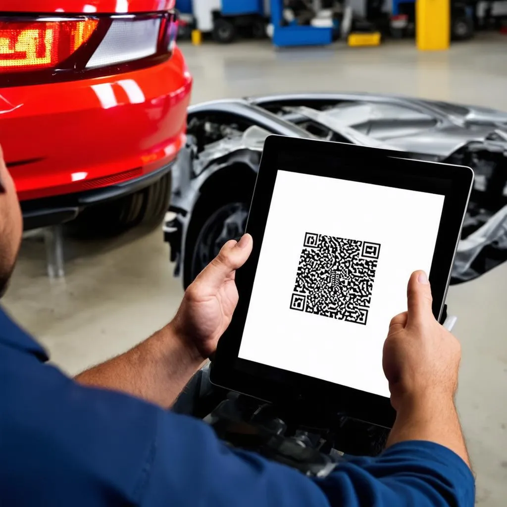 QR code on a car part