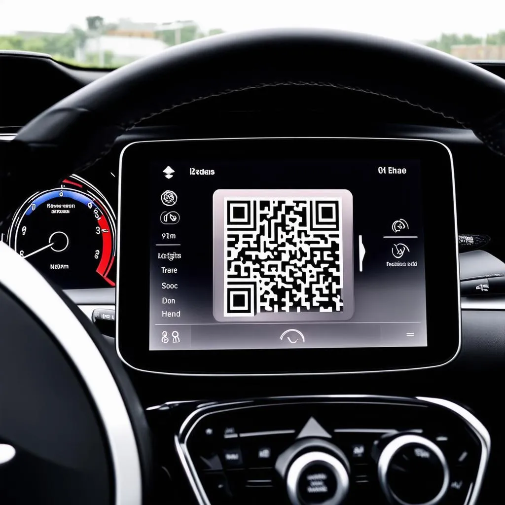 QR code on a car dashboard