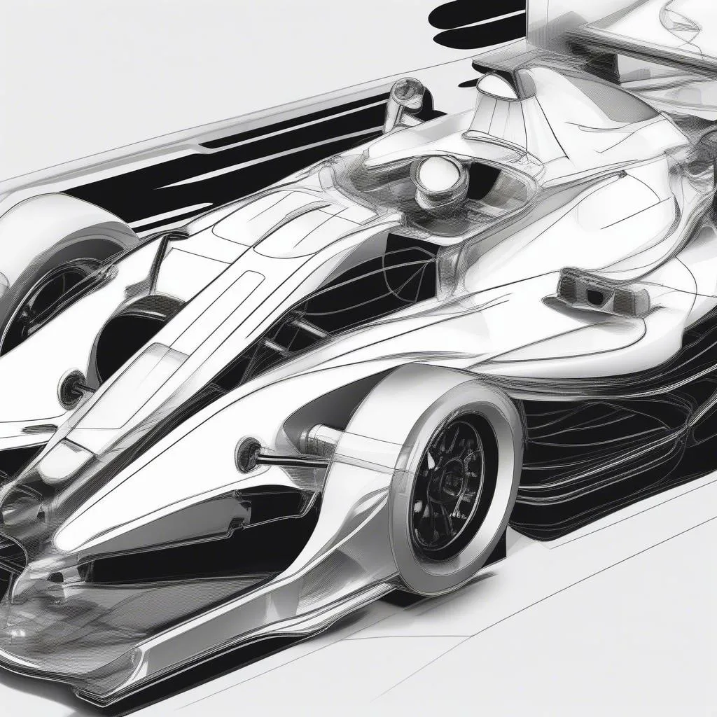 A black and white race car